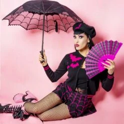 Spiderweb Scallop Fan Pink -Kreepsville Shop HWFEWP 4