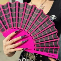 Spiderweb Scallop Fan Pink -Kreepsville Shop HWFEWP 5