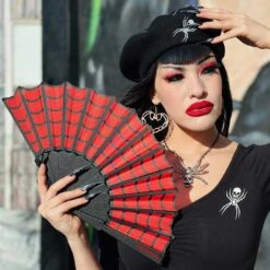 Spiderweb Scallop Fan Red -Kreepsville Shop HWFEWR 5