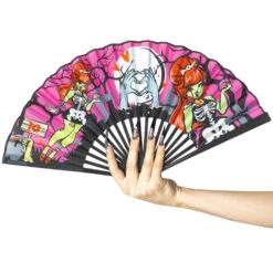 Zombie Girl Pink Fabric Fan -Kreepsville Shop HWFZGP 3