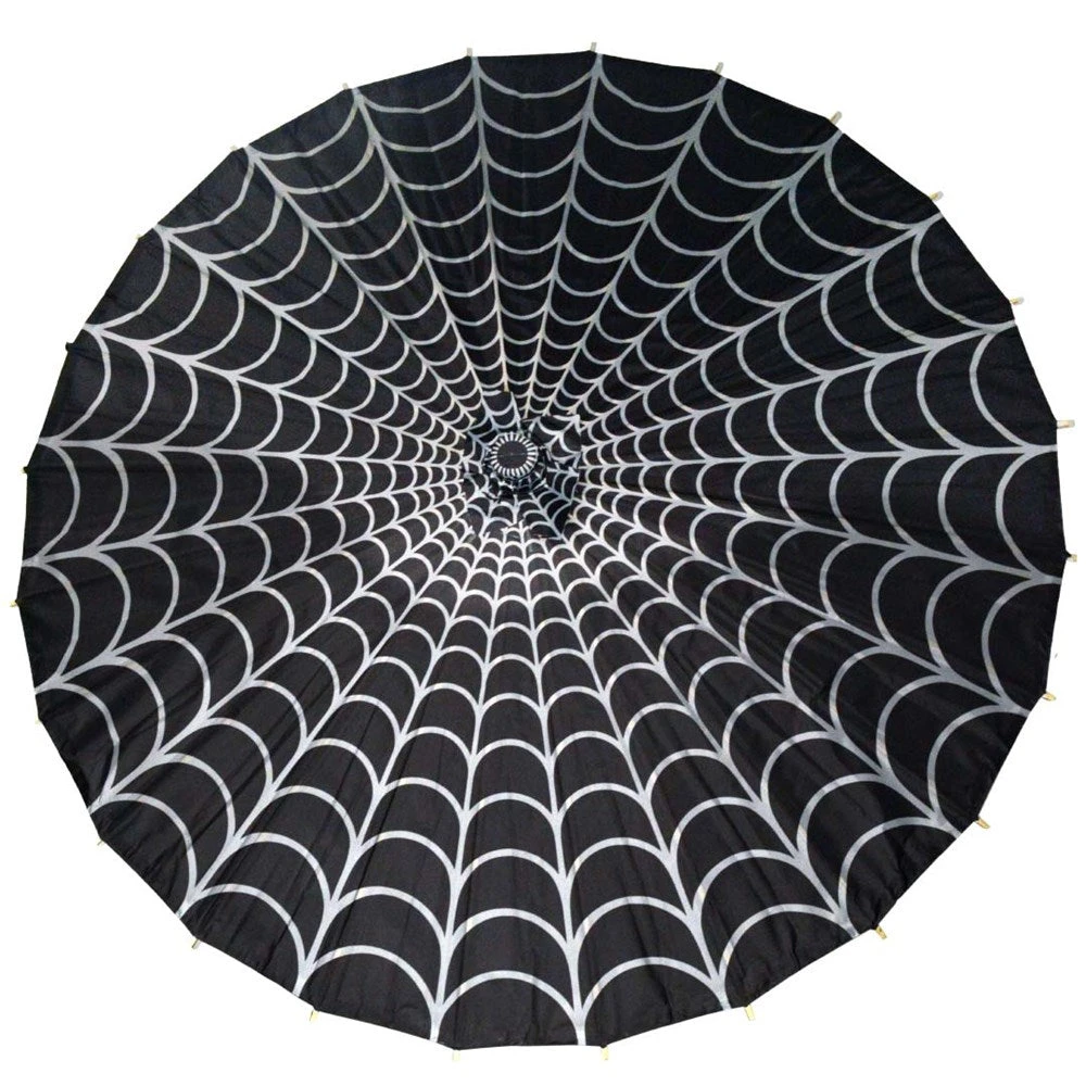 Spiderweb Grey And Black Fabric Parasol 3 Spiderweb Grey And Black Fabric Parasol
