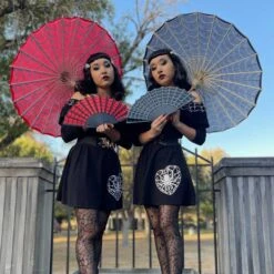 Spiderweb Grey And Black Fabric Parasol 8 Spiderweb Grey And Black Fabric Parasol -Kreepsville Shop HWPSWB 3