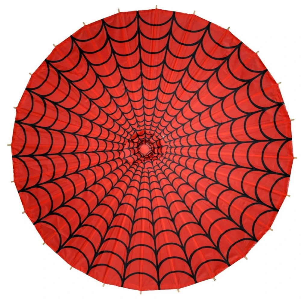Spiderweb Red And Black Fabric Parasol 3 Spiderweb Red And Black Fabric Parasol