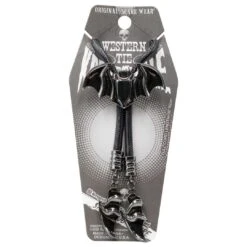 Bat Black Bolo Western Tie -Kreepsville Shop JBTBB 5