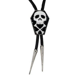 Coffin Skull Bones Bolo Western Tie
