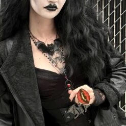 Black Widow Spider Rosary Charm Necklace -Kreepsville Shop JNBWS 6