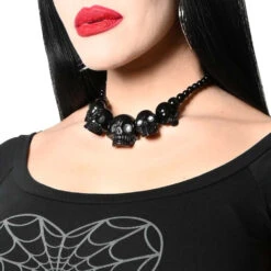 Skull Collection Necklace Black -Kreepsville Shop JNSCB 3