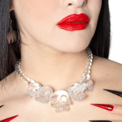 Skull Collection Necklace Crystal Clear -Kreepsville Shop JNSCCC 4