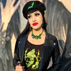 Skull Collection Necklace Green Glitter -Kreepsville Shop JNSCGG 4