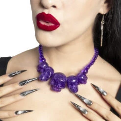 Skull Collection Necklace Purple Glitter -Kreepsville Shop JNSCPRG 3