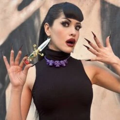 Skull Collection Necklace Purple Glitter -Kreepsville Shop JNSCPRG 4