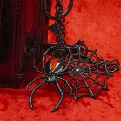 Black Widow Web Charm Keychain -Kreepsville Shop KCCBW 3