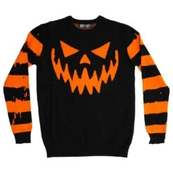 Pumpkin Distressed Striped Sweater -Kreepsville Shop MKWPDS 4