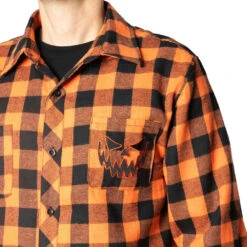 Pumpkin Face Orange Flannel Shirt -Kreepsville Shop MSFPF 3