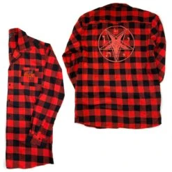 Kreepsville 666 Satanic Circle Red Flannel Shirt -Kreepsville Shop MSFSC 3