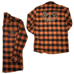 Trick Or Treat Pumpkin Orange Flannel Shirt -Kreepsville Shop MSFTTP 3