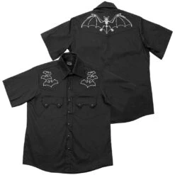 Bat Bone White Western Shirt -Kreepsville Shop MSWBBW 5