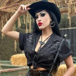 Bat Bone White Western Shirt -Kreepsville Shop MSWBBW 6