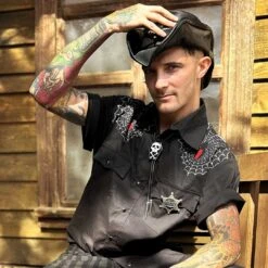 Black Widow Western Shirt -Kreepsville Shop MSWBW 6