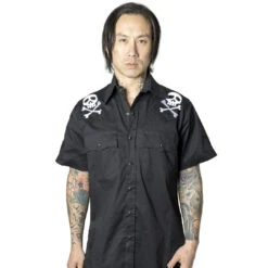 Harlock Skull X Bones Western Shirt -Kreepsville Shop MSWHSXB 3