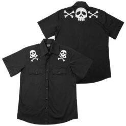 Harlock Skull X Bones Western Shirt -Kreepsville Shop MSWHSXB 5