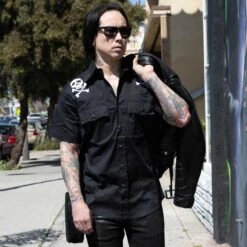 Harlock Skull X Bones Western Shirt -Kreepsville Shop MSWHSXB 6