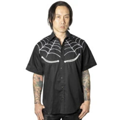 Spiderweb White Western Shirt -Kreepsville Shop MSWWW 3