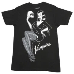 Vampira Jumbo Skull Pin-up T-shirt