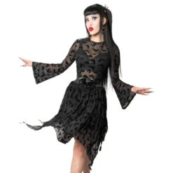 Bat Repeat Mesh Tiered Midi Skirt -Kreepsville Shop SKMBRT 3