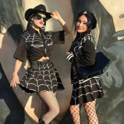 Spiderweb White Skater Skirt -Kreepsville Shop SKWW 4