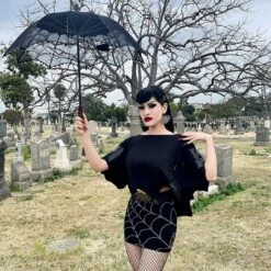 Spiderweb Mini Skirt Grey -Kreepsville Shop SMSWG 4