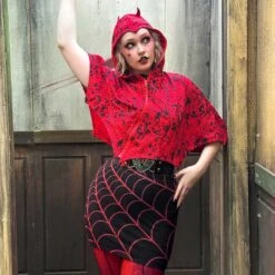 Spiderweb Mini Skirt Red -Kreepsville Shop SMSWR 4