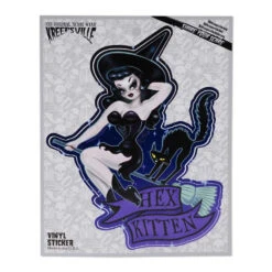 Hex Kitten Witch Vinyl Sticker -Kreepsville Shop VSRHK 2